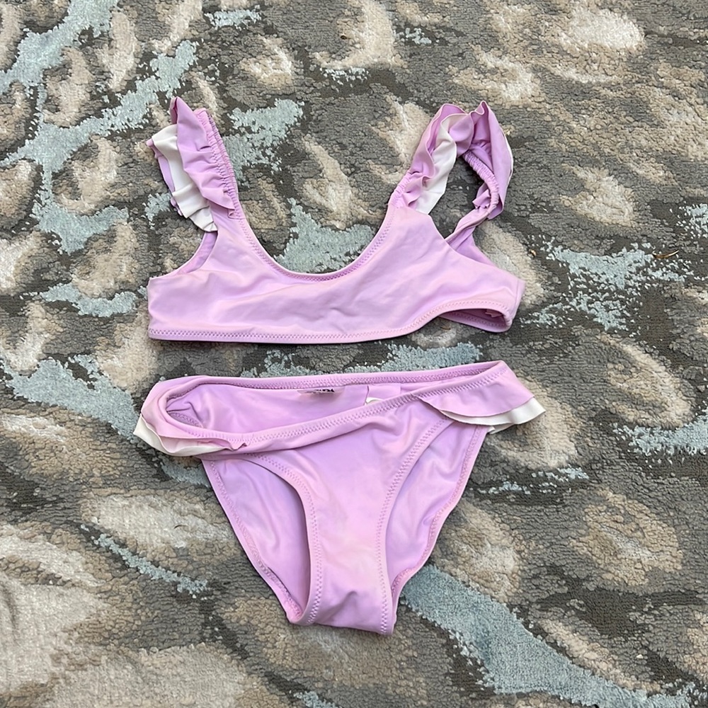 Zara Girls Purple Two Piece Swimsuit 6-7 - Picture 1 of 5